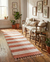 Tassel Trail Collection Area Rug - Pathway (Coral and Ivory) Runner Coral and Ivory  lifestyle 55