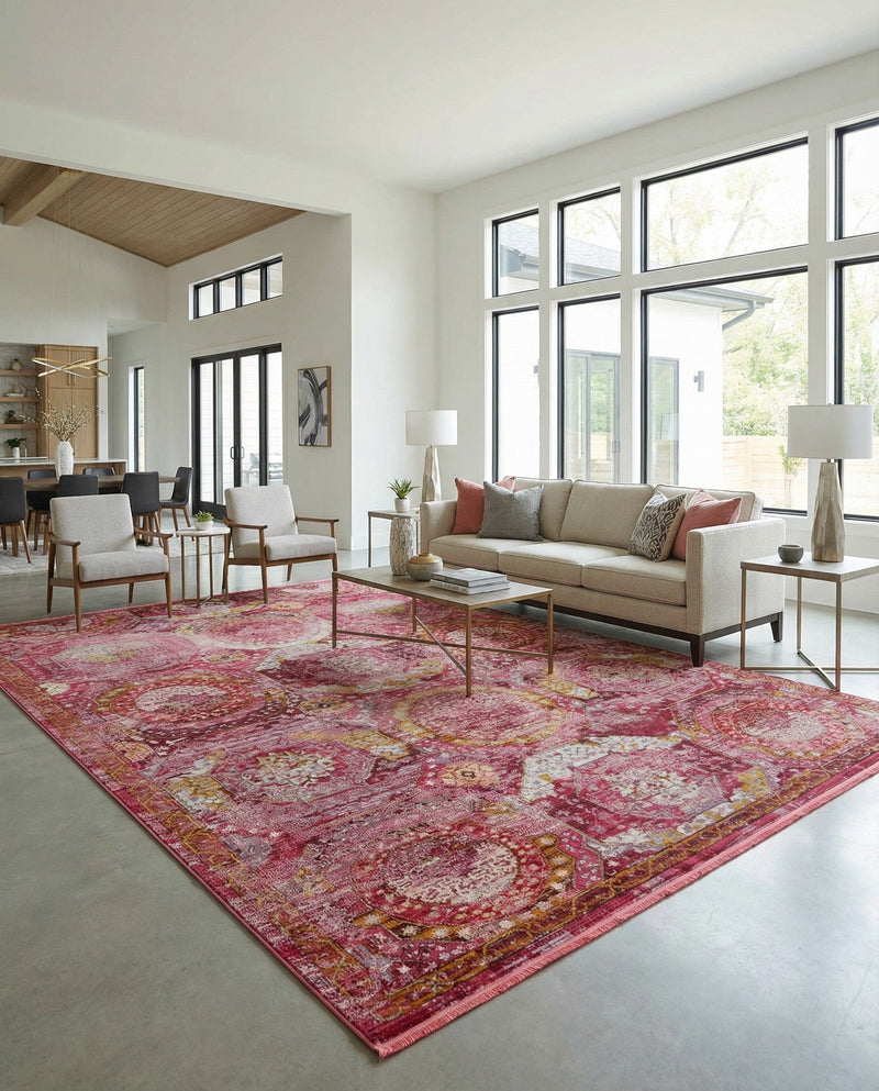 Caribbean Breeze Collection Area Rug -  Lucia Rectangle Pink  lifestyle 53