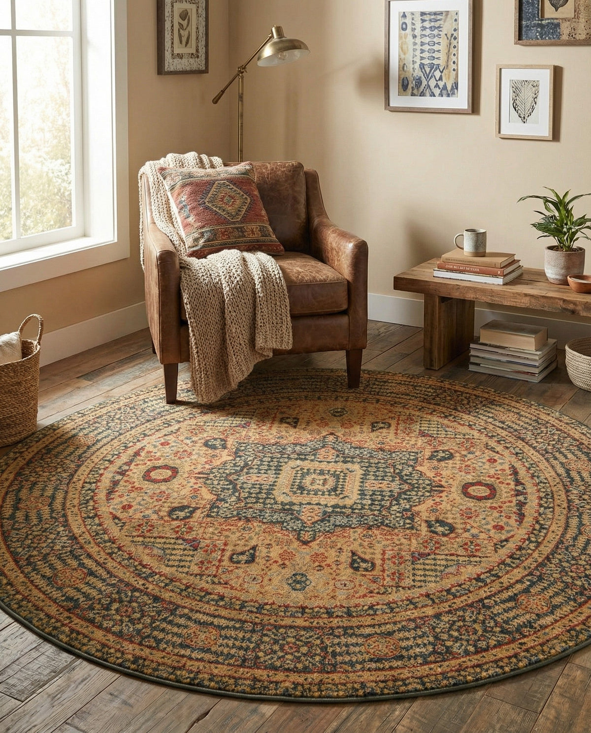 Ottoman Elegance Collection Area Rug - Sultan Round Blue  lifestyle 183