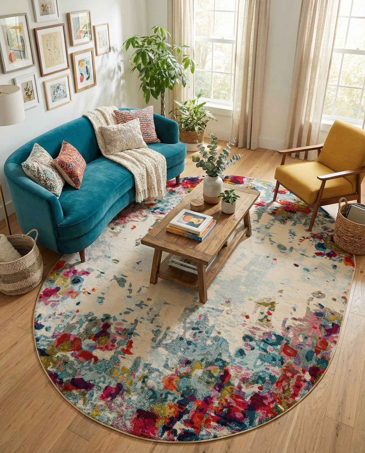 Chromatic Oasis Collection Area Rug -  Blush Oval Multi  lifestyle 112