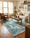 Riviera Elegance Collection Area Rug -  Menton (Turquoise) Rectangle Turquoise  lifestyle 27