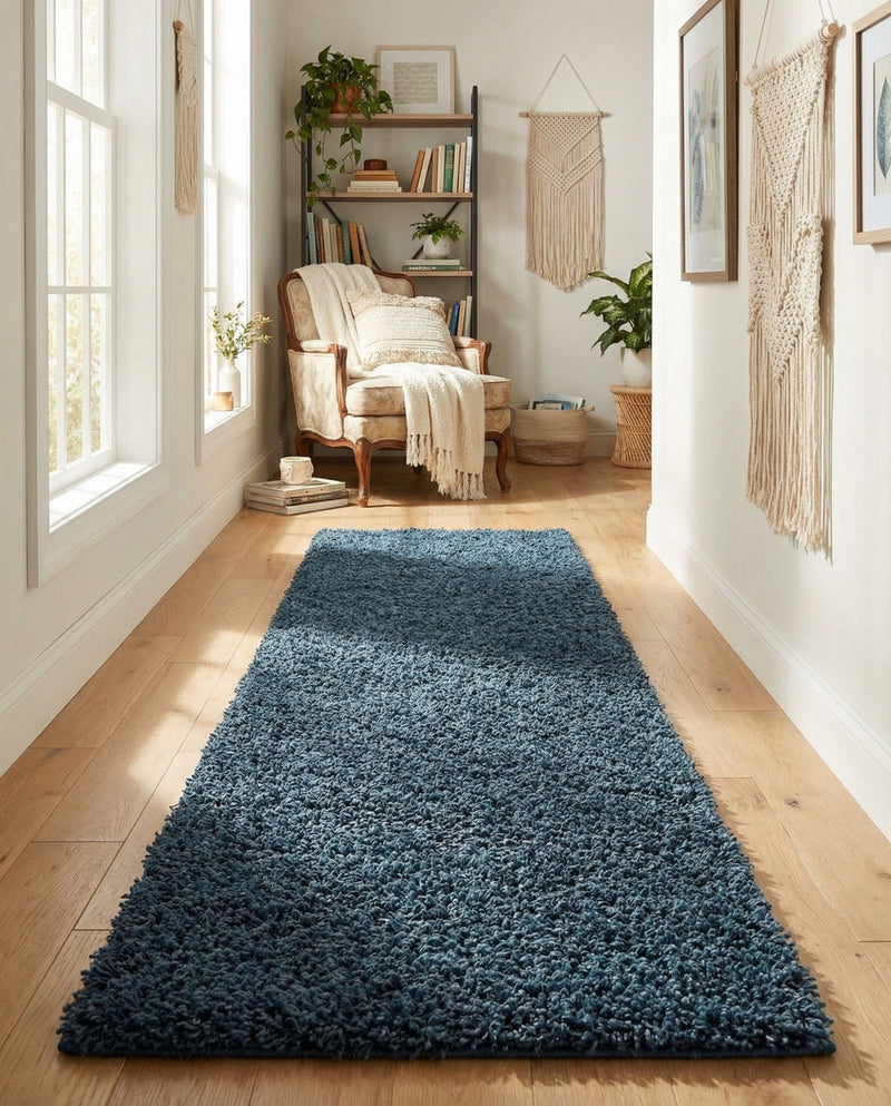 Plush Oasis Collection Area Rug - Serenity (Sapphire Blue) Runner Sapphire Blue  lifestyle 64