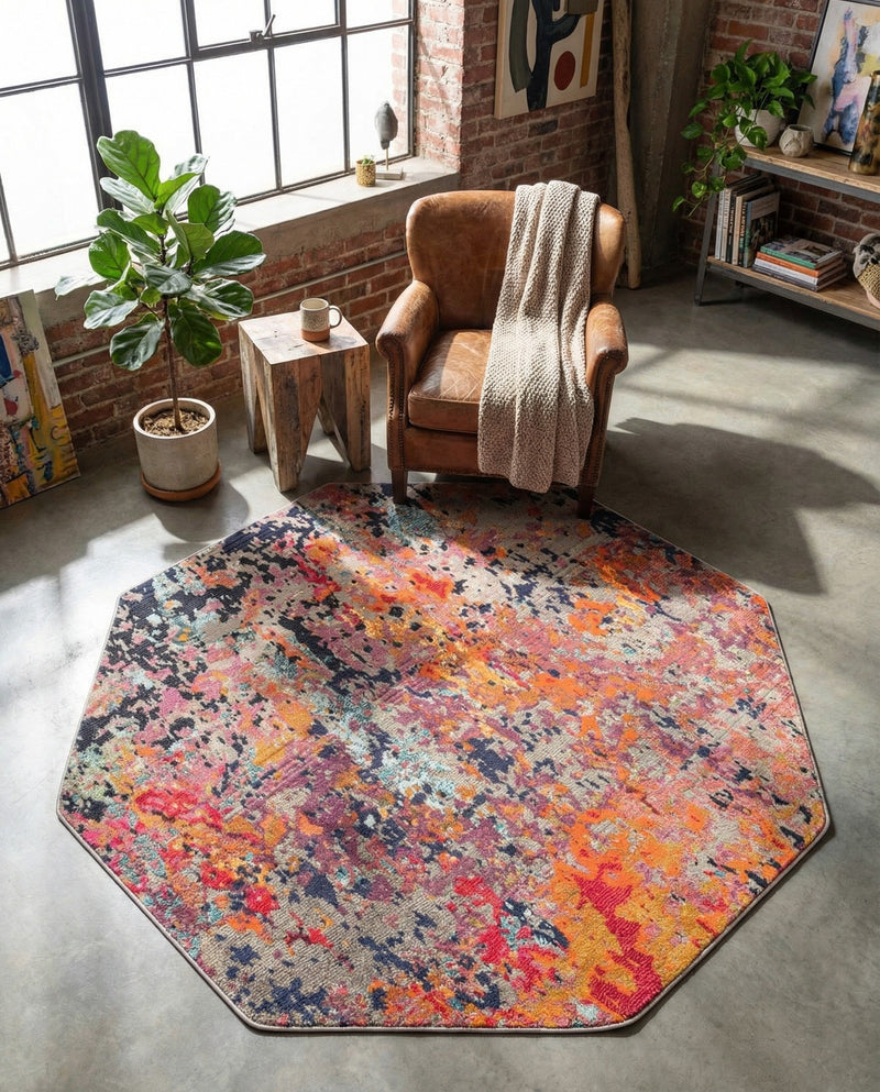 Colorburst Oasis Collection Area Rug -  Prism Octagon Multi  lifestyle 60