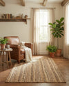 Woven Seaside Jute Collection Area Rug - Savannah (Natural) Rectangle Natural  lifestyle 29
