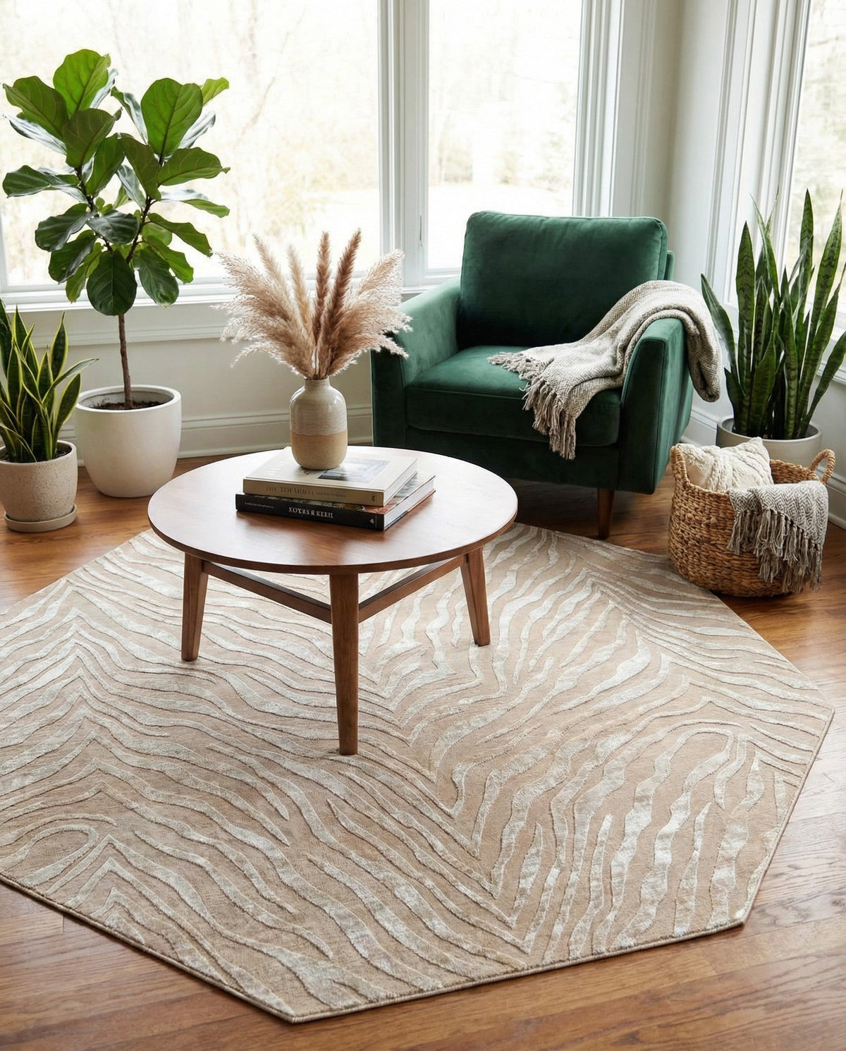 Bloomsbury Elegance Collection Area Rug -  Chelsea Octagon Ivory Beige  lifestyle 198