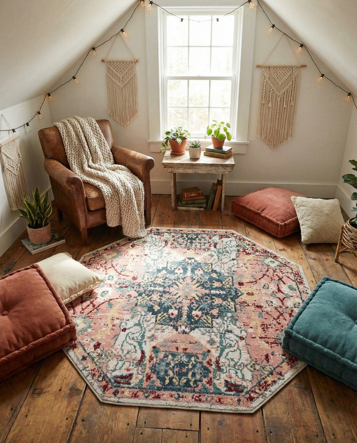 Savannah Elegance Collection Area Rug -  Azalea Octagon Pink  lifestyle 147