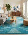 Seychelles Stripes Collection Area Rug - Mahe (Turquoise) Rectangle Turquoise  lifestyle 4