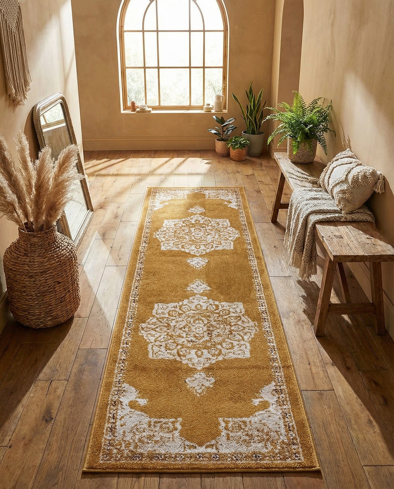 Eden Oasis Collection Area Rug -  Tranquility (Yellow) Runner Yellow  lifestyle 57