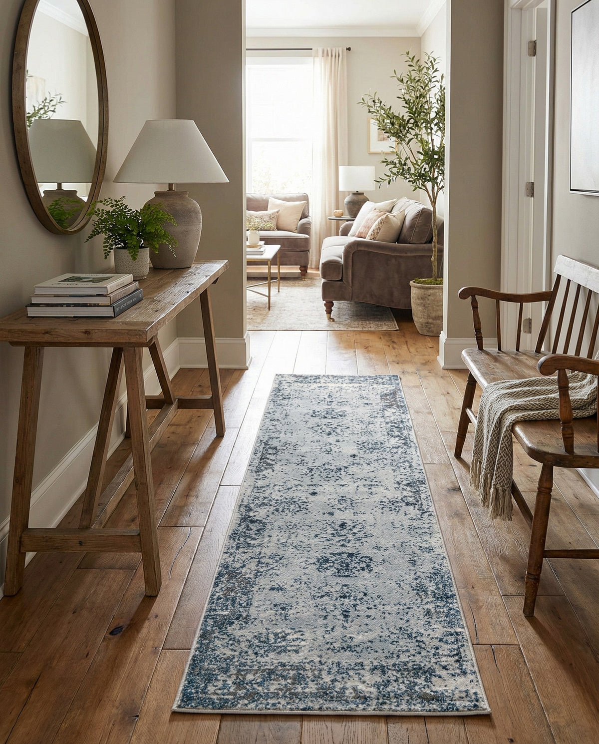Riviera Elegance Collection Area Rug - Antibes (Light Blue) Runner Light Blue  lifestyle 83