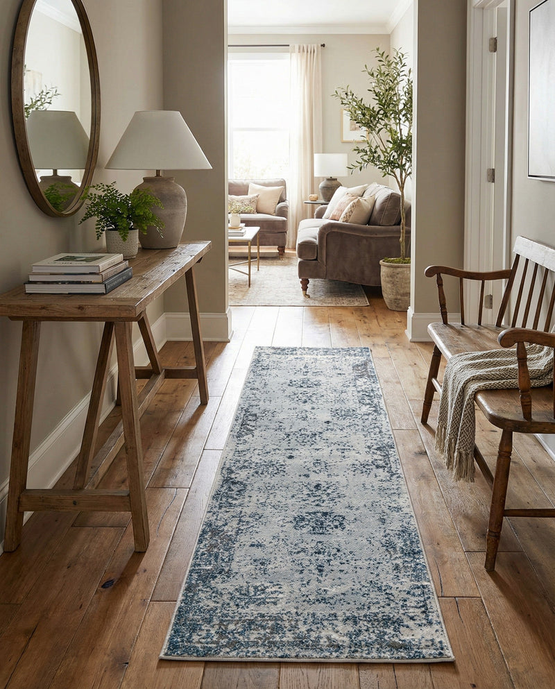 Riviera Elegance Collection Area Rug - Antibes (Light Blue) Runner Light Blue  lifestyle 83