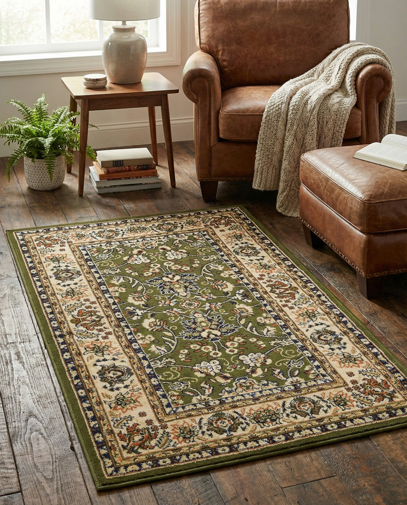 Isfahan Elegance Collection Area Rug - Naghsh-e Jahan (Green) Rectangle Green  lifestyle 40