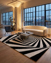 Cyclone Wool Collection Area Rug -  Twister Rectangle Black and White  lifestyle 20