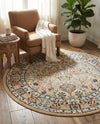 Persian Elegance Collection Area Rug -  Kerman (Beige) Round Beige  lifestyle 46