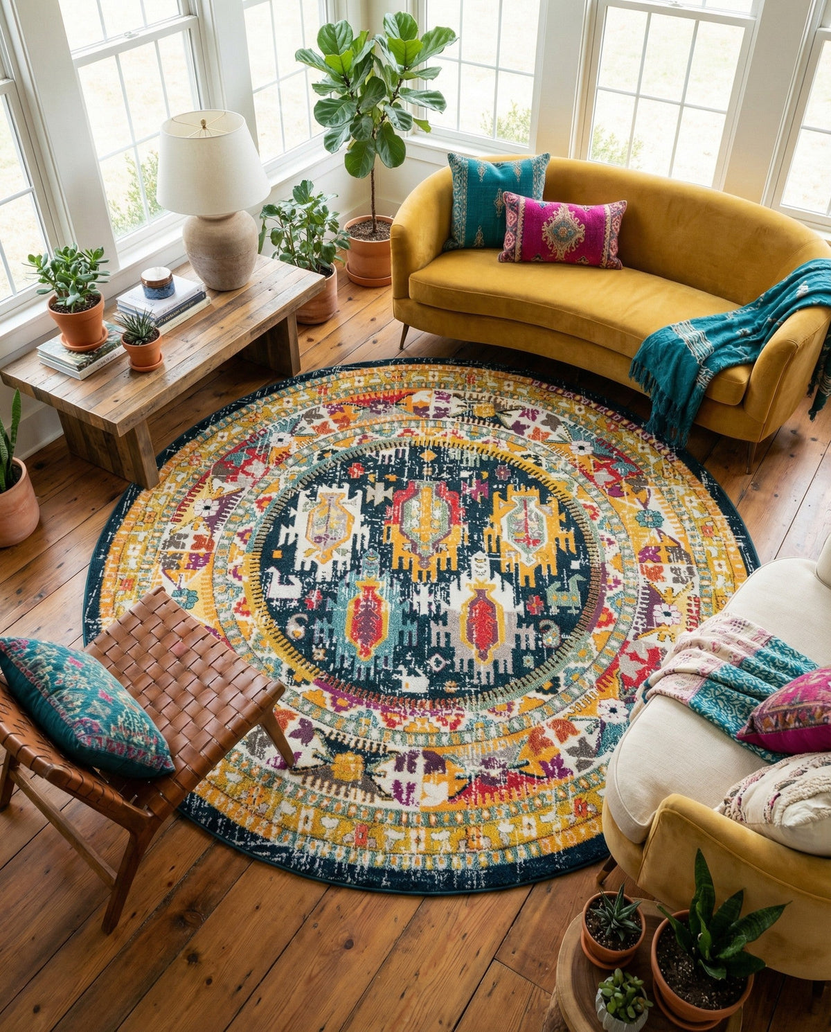 Brighton Terrace Collection Area Rug -  Portslade Round Navy Blue  lifestyle 127
