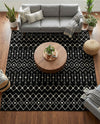 Mediterranean Lattice Collection Area Rug - Santorini (Black and White) Square Black and White  lifestyle 34