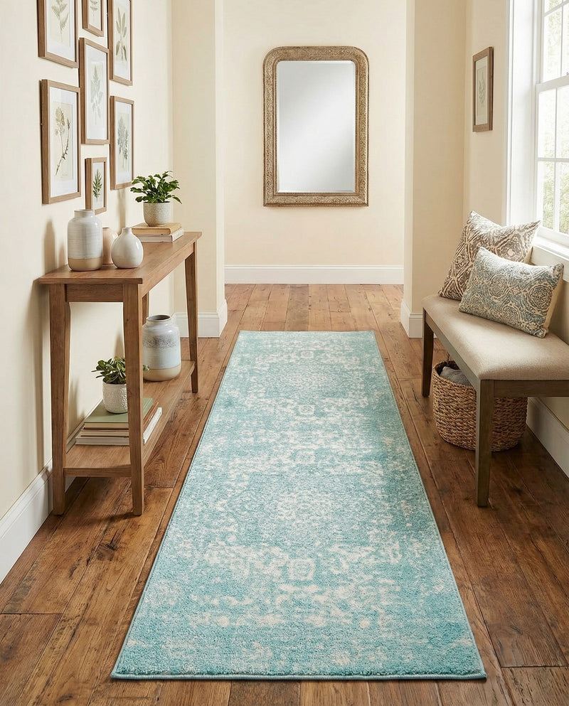 Georgetown Rugs Collection Area Rug - Dupont (Aqua) Runner Aqua  lifestyle 41