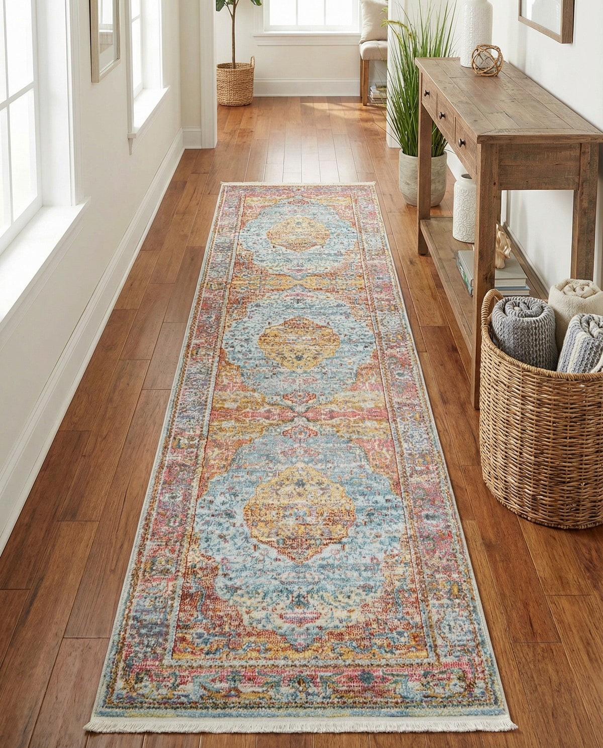 Caribbean Breeze Collection Area Rug -  Vieques Runner Light Blue  lifestyle 191