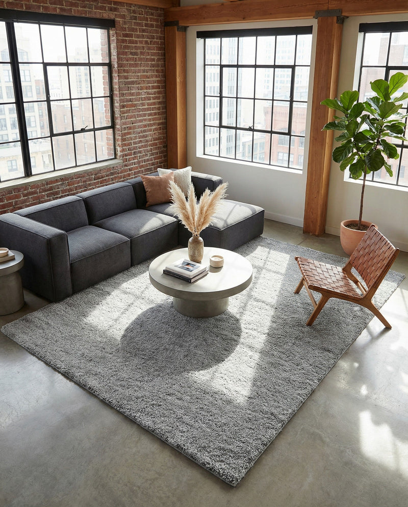 Cozy Comfort Shag Collection Area Rug - Haven (Cloud Gray) Rectangle Cloud Gray  lifestyle 19