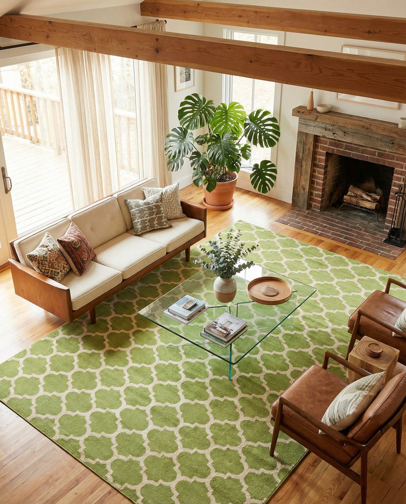 Lattice Gardens Collection Area Rug -  Bloomfield (Light Green) Rectangle Light Green  lifestyle 11