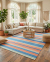 Coastal Stripe Dhurrie Collection Area Rug - Seashore Rectangle Multi  lifestyle 8