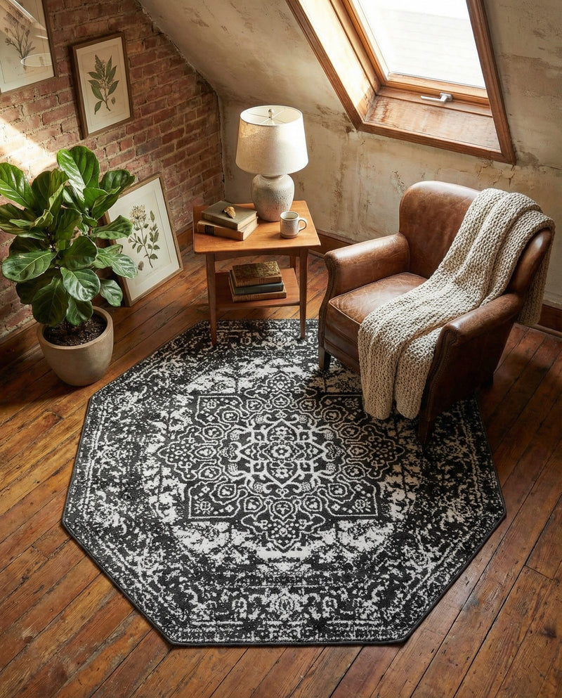 Georgetown Rugs Collection Area Rug - Dupont (Dark Gray) Octagon Dark Gray  lifestyle 38