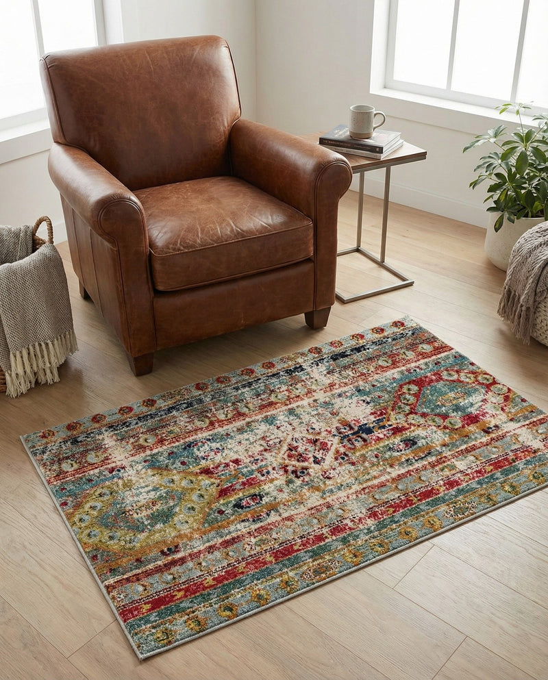Sedona Vista Collection Area Rug -  Navajo Rectangle Blue  lifestyle 37