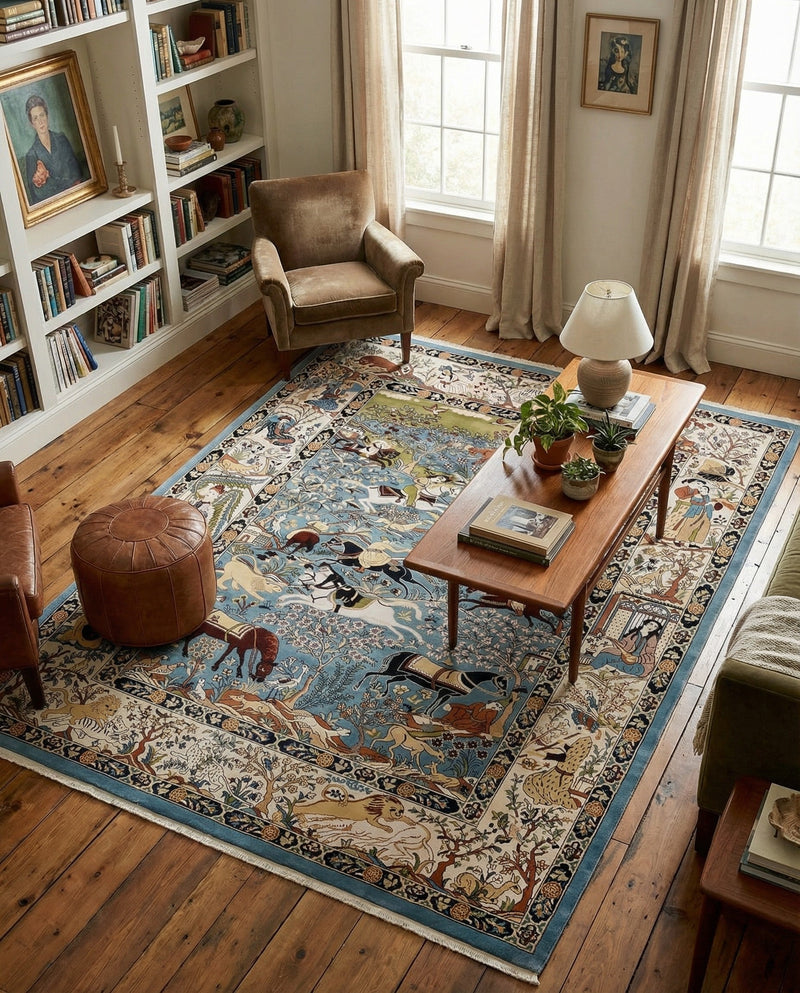 Persian Elegance Collection Area Rug -  Tabriz Rectangle Blue  lifestyle 10