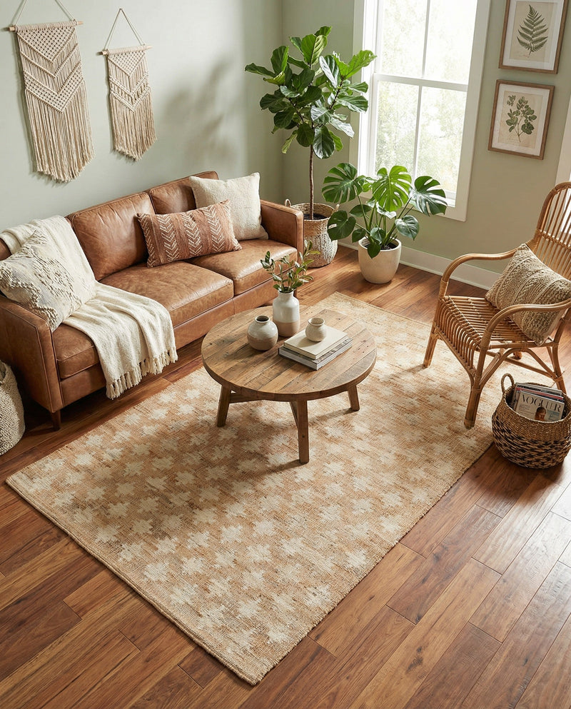 Benares Handwoven Jute Collection Area Rug -  Bodhi Rectangle Ivory and Beige  lifestyle 23