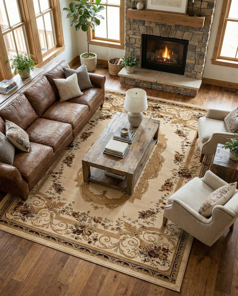 Versailles Elegance Collection Area Rug -  Louveciennes (Cream) Rectangle Cream  lifestyle 15
