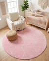 Trellis Mosaic Collection Area Rug - Arborville (Light Pink) Round Light Pink  lifestyle 80