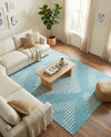 Seychelles Stripes Collection Area Rug - Mahe (Light Blue) Rectangle Light Blue  lifestyle 4