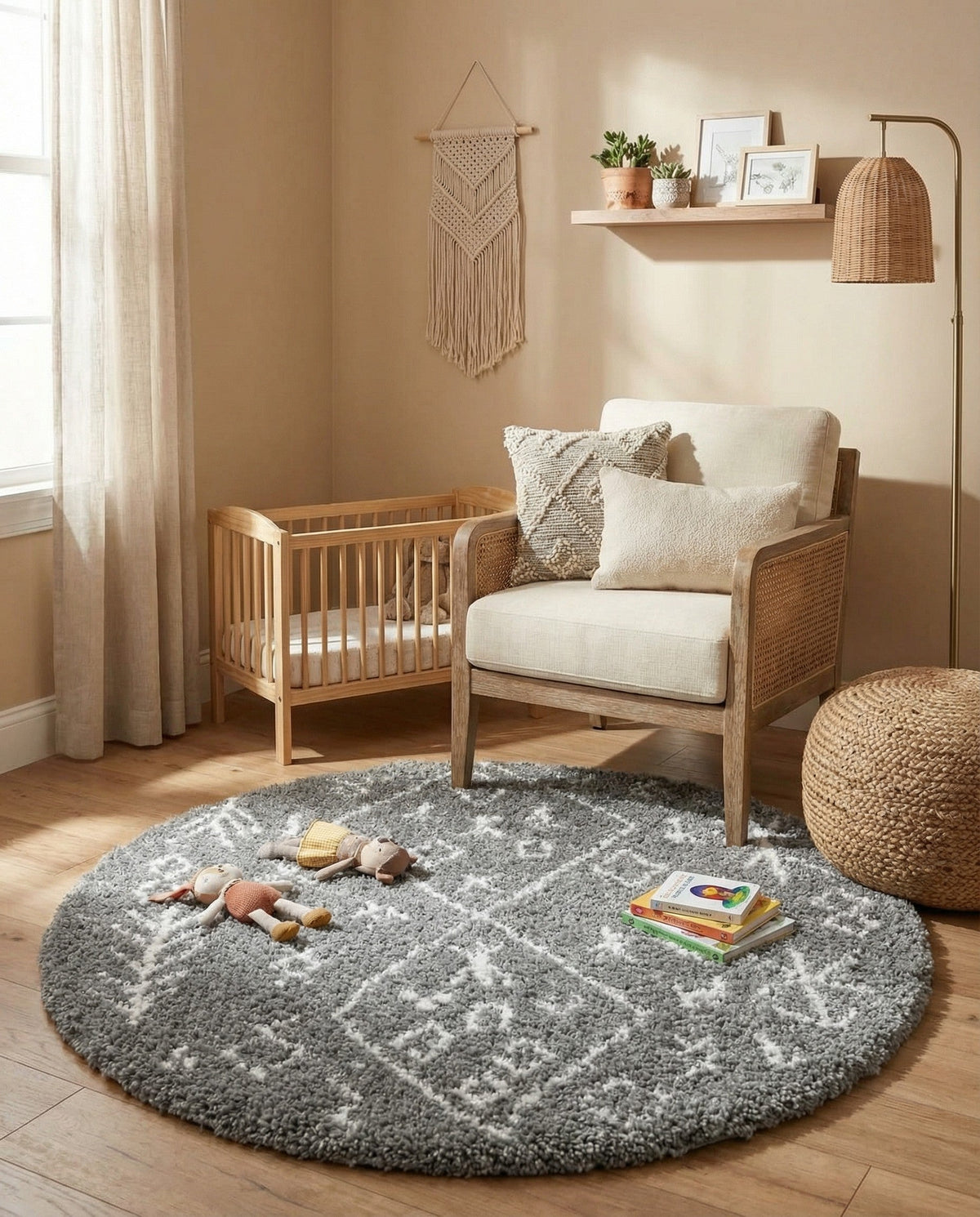 Casablanca Comfort Collection Area Rug - Sahara Round Gray  lifestyle 119