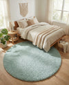 Cozy Comfort Shag Collection Area Rug - Haven (Sage Green) Round Sage Green  lifestyle 66