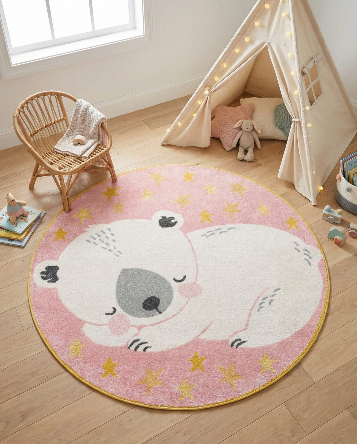 Wonder Tykes Collection Area Rug -  Jovial Round Pink  lifestyle 4