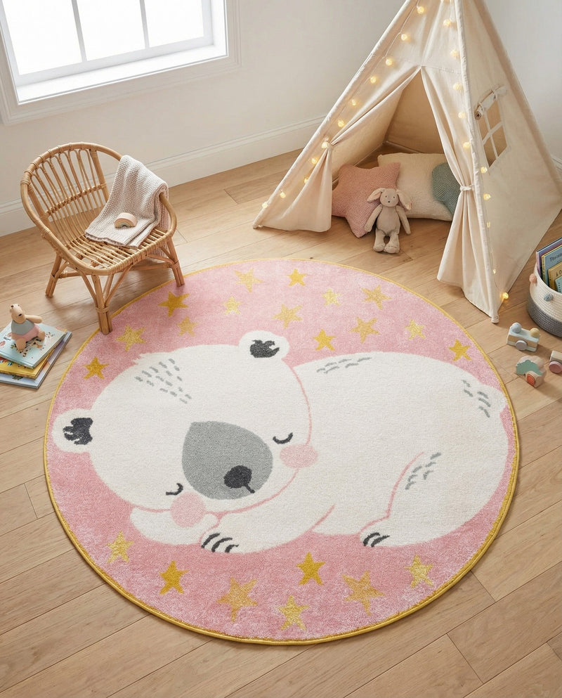 Wonder Tykes Collection Area Rug -  Jovial Round Pink  lifestyle 4