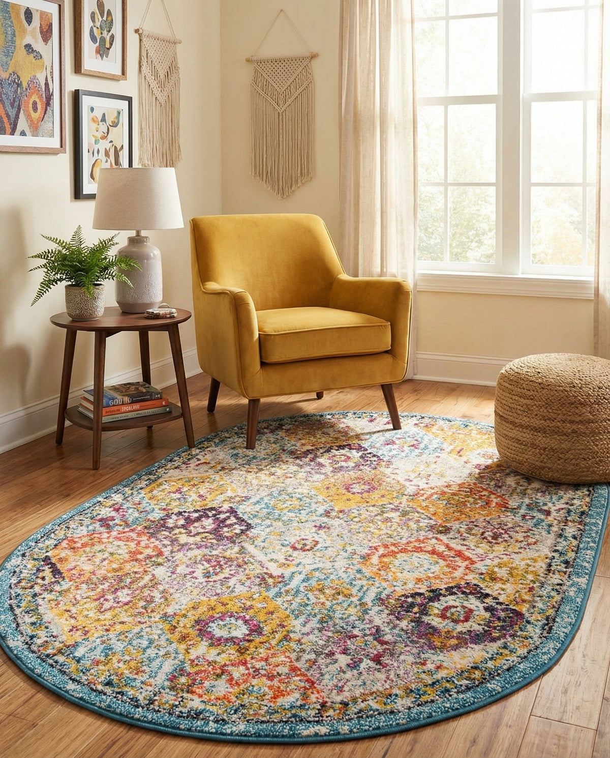 Brighton Terrace Collection Area Rug -  Rottingdean (Multi) Oval Multi  lifestyle 91