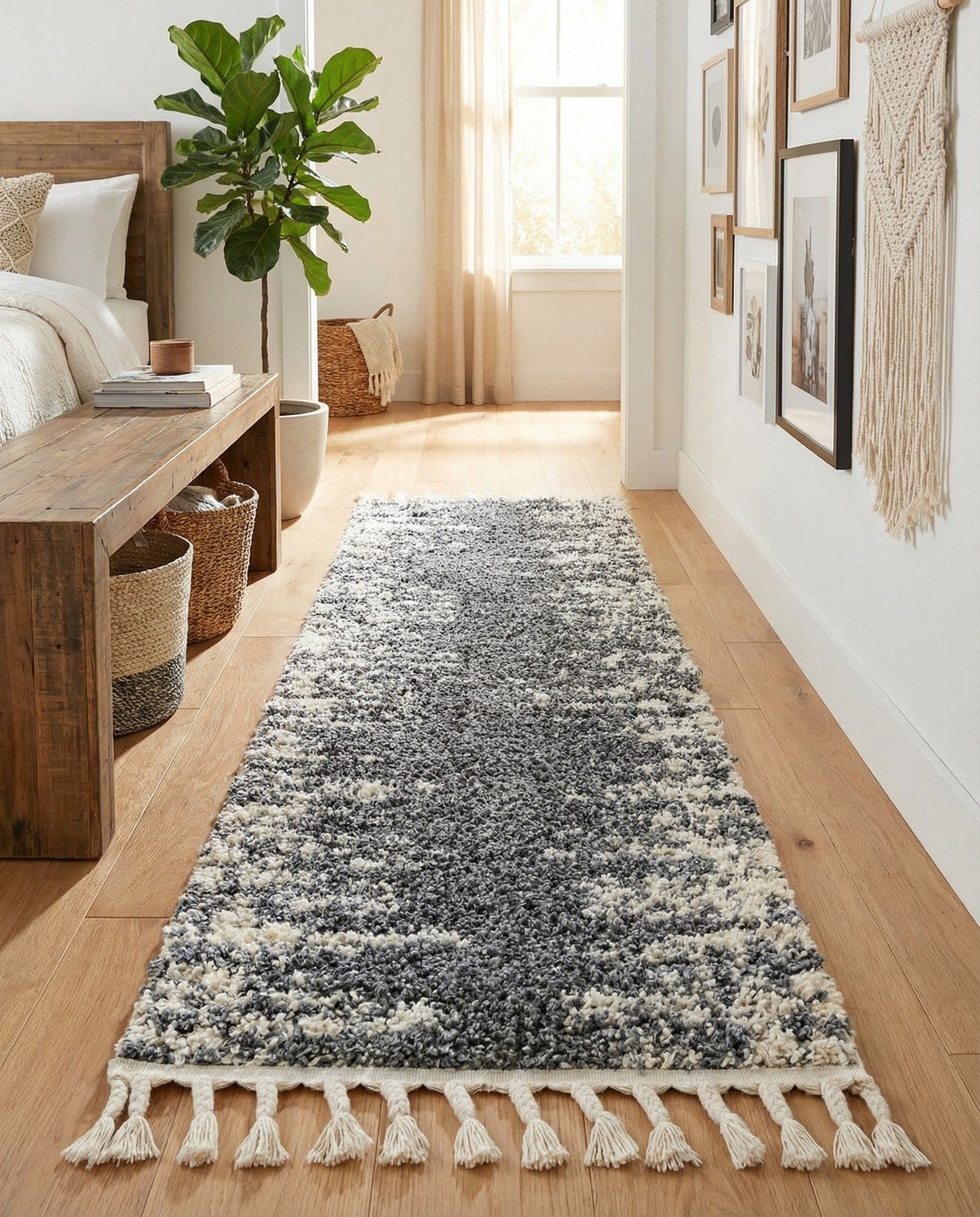 Tranquil Tides Shag Collection Area Rug - Marina Runner Gray  lifestyle 197