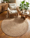 Highland Woven Jute Collection Area Rug - Glenmore (Light Brown) Round Light Brown  lifestyle 50