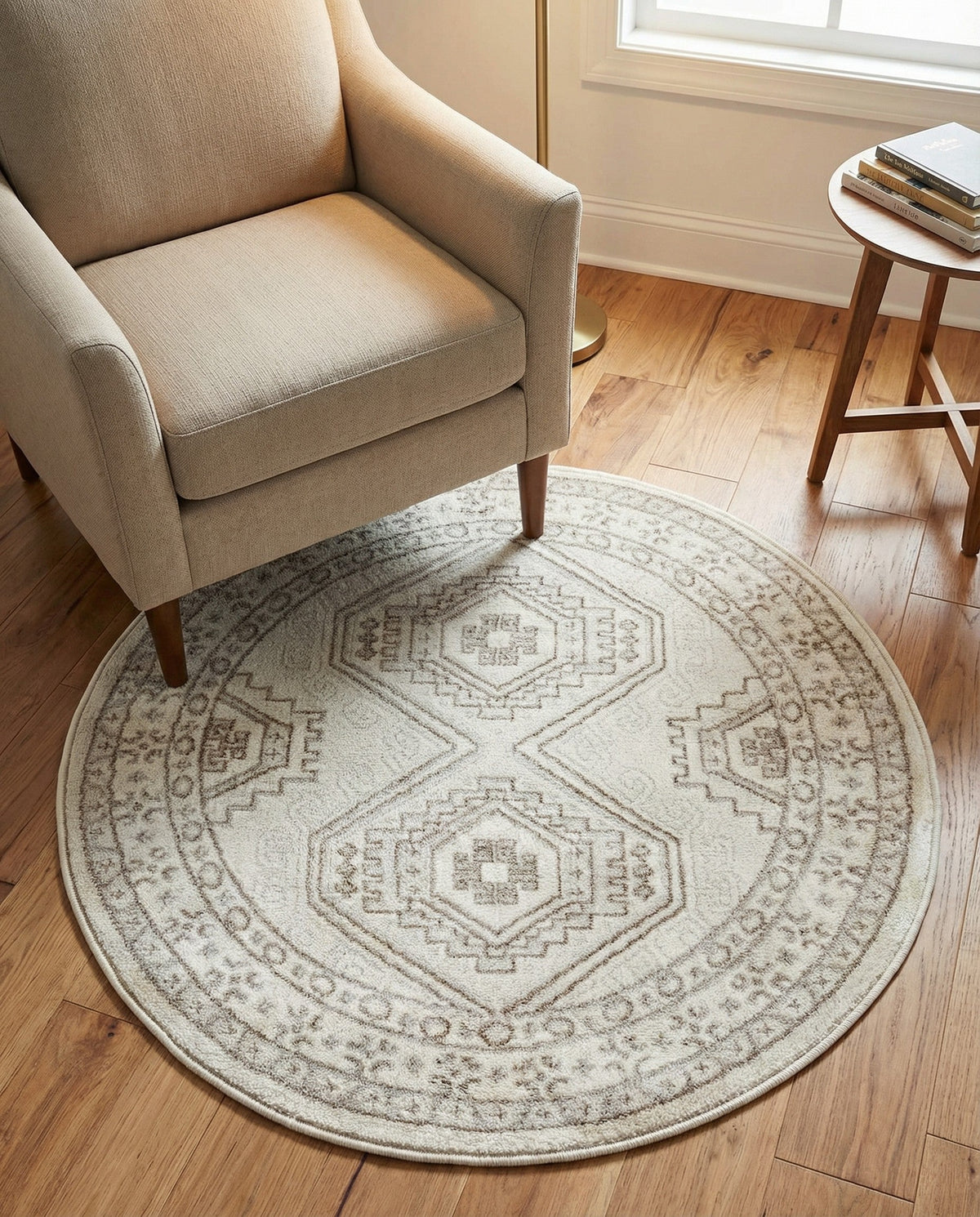 Savannah Elegance Collection Area Rug -  Tybee (Ivory) Round Ivory  lifestyle 92