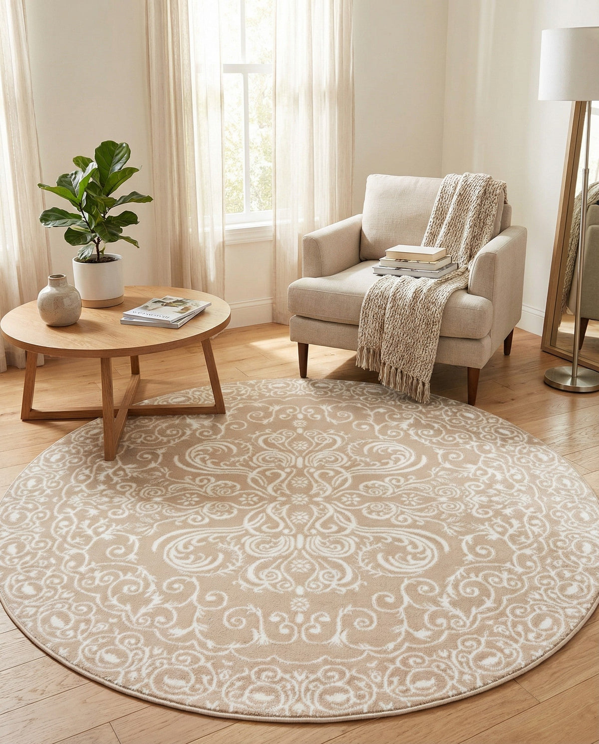 Andes Summit Collection Area Rug -  Lanín Round Beige  lifestyle 89