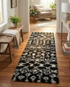 Berber Lattice Shag Collection Area Rug - Atlas (Black and White) Runner Black and White  lifestyle 46