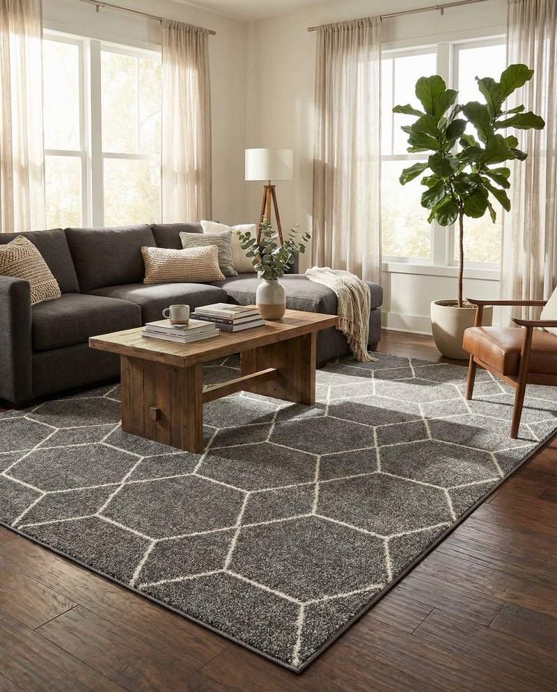 Trellis Mosaic Collection Area Rug - Arborville (Light Gray) Rectangle Light Gray  lifestyle 15