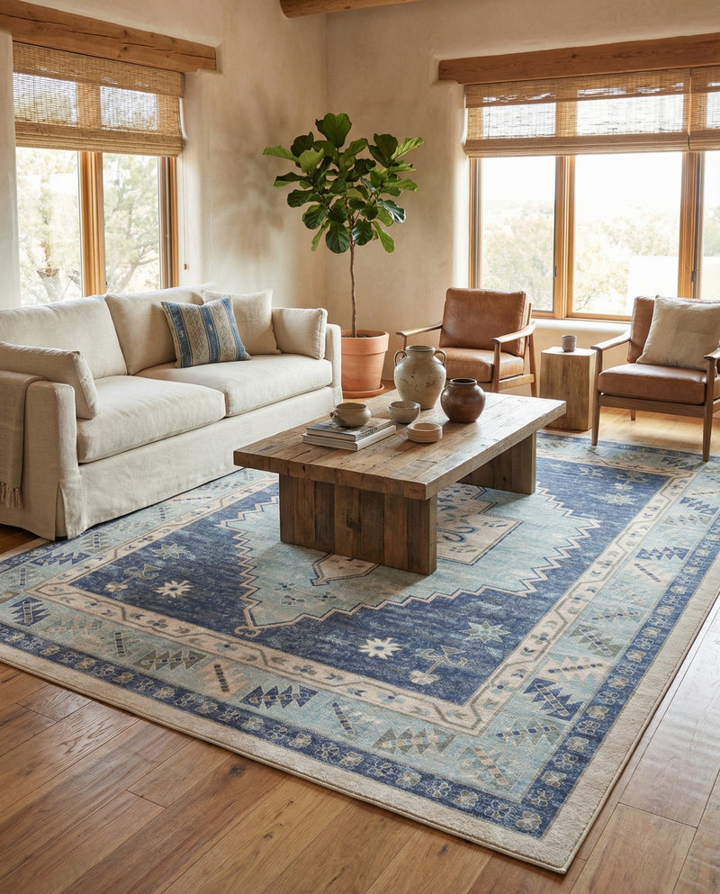 Savannah Series Collection Area Rug -  Augusta (Sky blue) Rectangle Sky blue  lifestyle 34