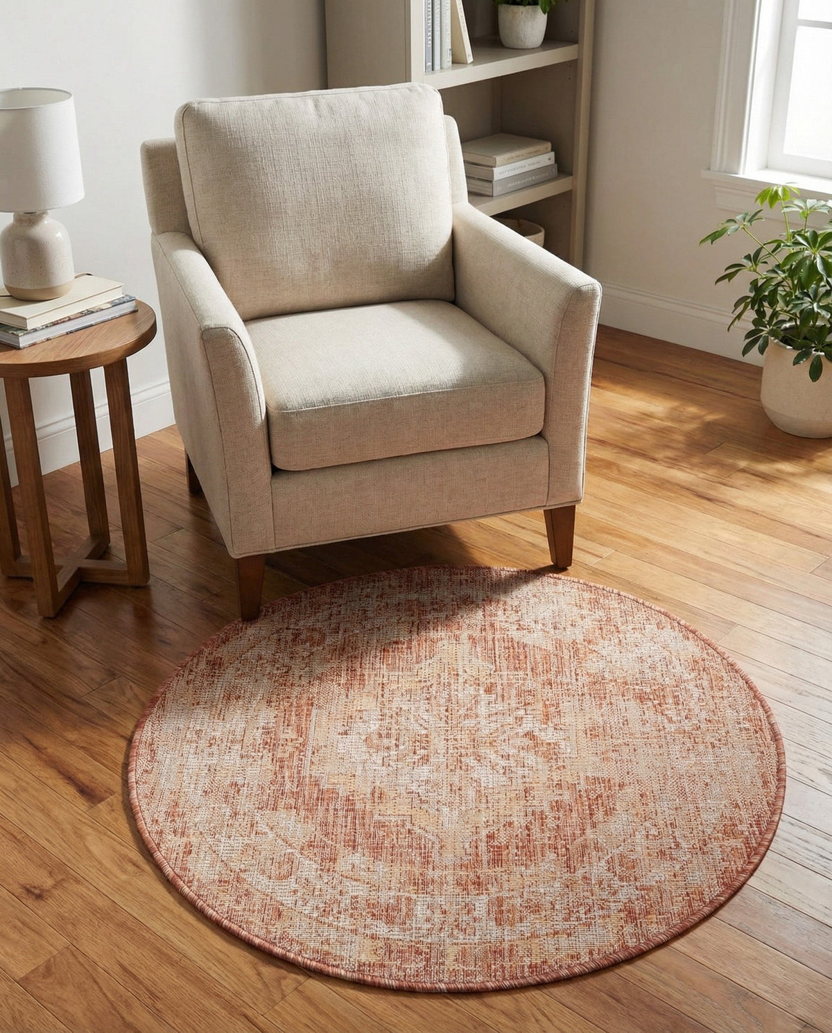 Patio Heritage Collection Area Rug -  Augusta (Rust Red) Round Rust Red  lifestyle 98