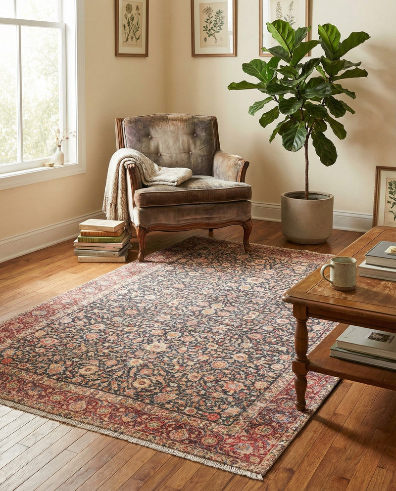 Bazaar Chic Collection Area Rug -  Tangier Rectangle Navy Blue  lifestyle 8