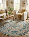 Seville Stripes Collection Area Rug - Cadiz (Light Gray) Round Light Gray  lifestyle 69