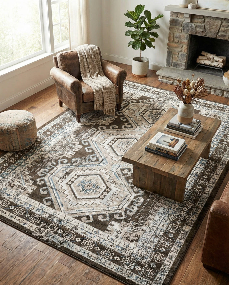 Savannah Elegance Collection Area Rug -  Tybee (Gray) Rectangle Gray  lifestyle 10