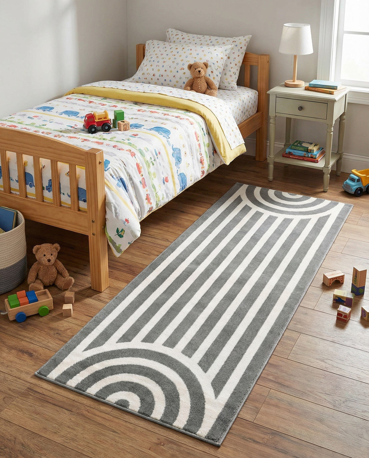 Wonder Tykes Collection Area Rug -  Joydale Runner Gray and Silver  lifestyle 170