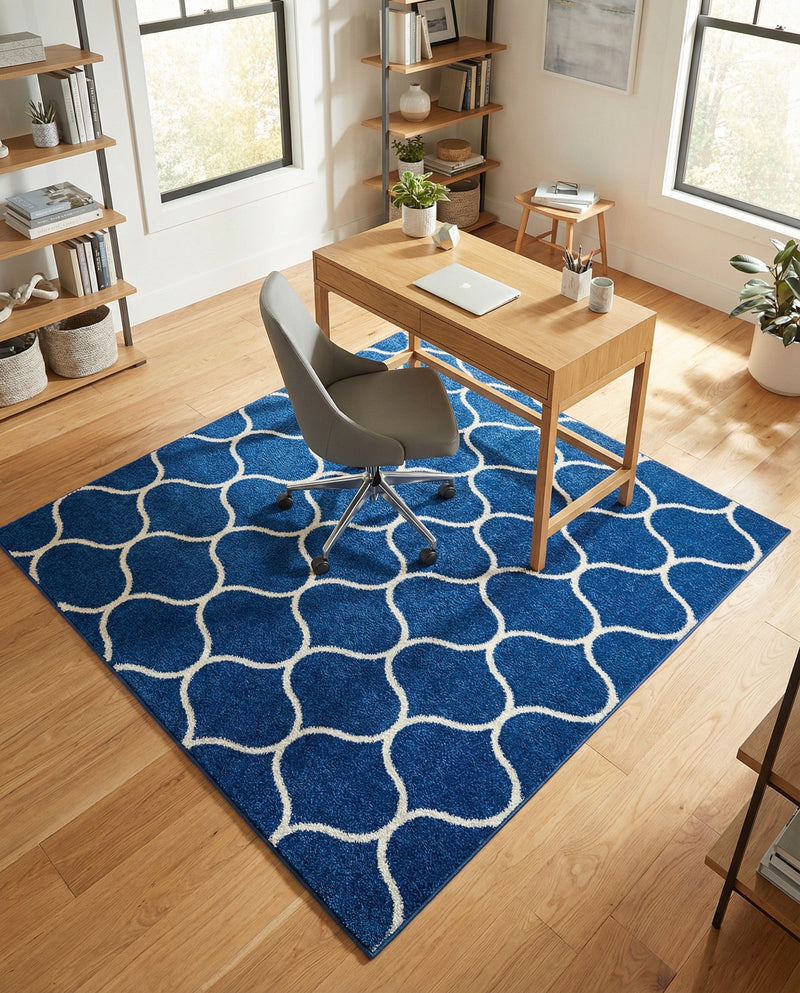 Trellis Mosaic Collection Area Rug -  Pergolatown (Navy Blue) Square Navy Blue  lifestyle 51