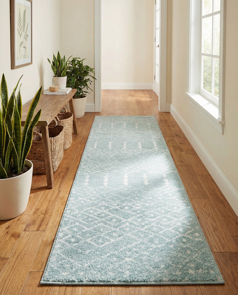 Marrakesh Lattice Collection Area Rug - Casablanca (Aqua) Runner Aqua  lifestyle 59